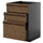 METOD / KNIVSHULT base cab f sink+3 fronts/2 drawers, black-grey/Stensta dark brown ash veneer, 60x60 cm