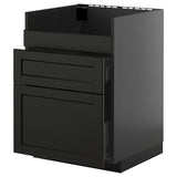 METOD / KNIVSHULT base cb f HAVSEN snk/3 frnts/2 drws, black-grey/Nickebo matt anthracite, 60x60 cm