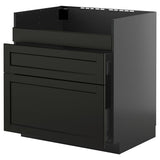 METOD / KNIVSHULT base cb f HAVSEN snk/3 frnts/2 drws, black-grey/Lerhyttan black stained, 80x60 cm