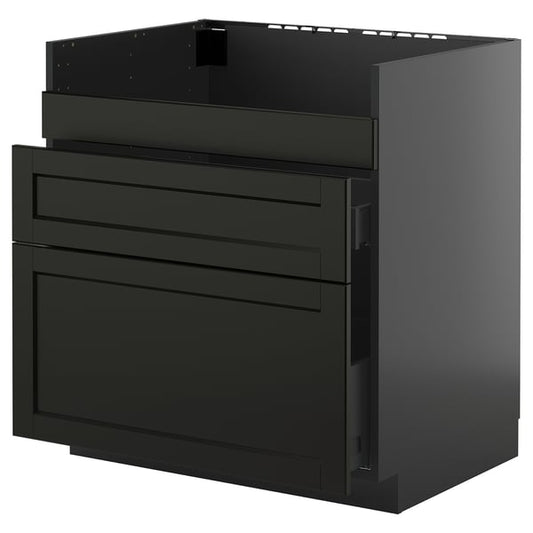 METOD / KNIVSHULT - METOD / KNIVSHULT Base cb f HAVSEN snk/3 frnts/2 drws, black-grey/Lerhyttan black stained, 80x60 cm
