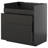 METOD / KNIVSHULT base cb f HAVSEN snk/3 frnts/2 drws, black-grey/Nickebo matt anthracite, 80x60 cm