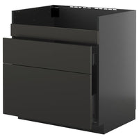 METOD / KNIVSHULT base cb f HAVSEN snk/3 frnts/2 drws, black-grey/Nickebo matt anthracite, 80x60 cm