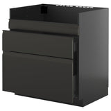 METOD / KNIVSHULT base cb f HAVSEN snk/3 frnts/2 drws, black-grey/Upplöv matt anthracite, 80x60 cm