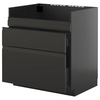 METOD / KNIVSHULT base cb f HAVSEN snk/3 frnts/2 drws, black-grey/Upplöv matt anthracite, 80x60 cm