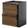 METOD / KNIVSHULT - METOD / KNIVSHULT Base cab f hob/2 fronts/2 drawers, black-grey/Stensta dark brown ash veneer, 60x60 cm