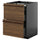 METOD / KNIVSHULT base cab f hob/2 fronts/3 drawers, black-grey/Stensta dark brown ash veneer, 60x60 cm