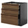 METOD / KNIVSHULT base cab f hob/3 fronts/3 drawers, black-grey/Stensta dark brown ash veneer, 80x60 cm
