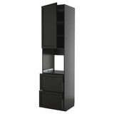 METOD / KNIVSHULT high cabinet f oven+door/2 drawers, black-grey/Lerhyttan black stained, 60x60x240 cm
