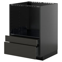 METOD / KNIVSHULT base cabinet f combi micro/drawers, black-grey/Nickebo matt anthracite, 60x60 cm