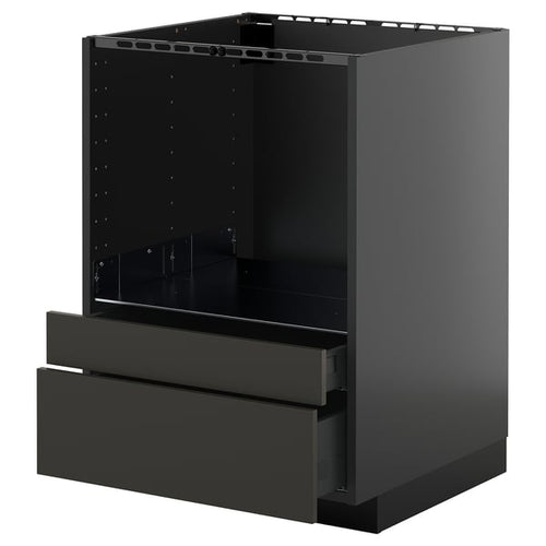 METOD / KNIVSHULT - METOD / KNIVSHULT Base cabinet f combi micro/drawers, black-grey/Nickebo matt anthracite, 60x60 cm