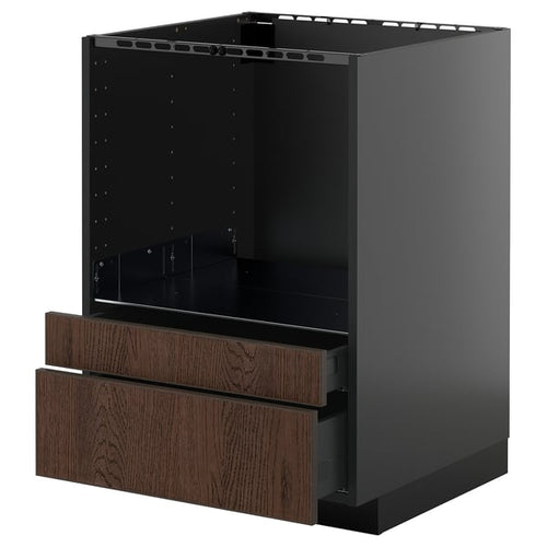 METOD / KNIVSHULT - METOD / KNIVSHULT Base cabinet f combi micro/drawers, black-grey/Sinarp brown, 60x60 cm