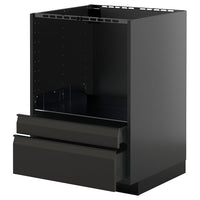 METOD / KNIVSHULT base cabinet f combi micro/drawers, black-grey/Upplöv matt anthracite, 60x60 cm