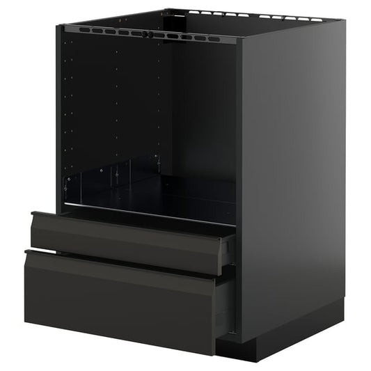 METOD / KNIVSHULT - METOD / KNIVSHULT Base cabinet f combi micro/drawers, black-grey/Upplöv matt anthracite, 60x60 cm