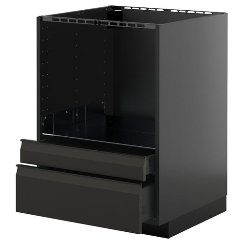 METOD / KNIVSHULT - METOD / KNIVSHULT Base cabinet f combi micro/drawers, black-grey/Upplöv matt anthracite, 60x60 cm