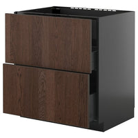 METOD / KNIVSHULT base cab f hob/int extractor w drw, black-grey/Sinarp brown, 80x60 cm