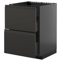 METOD / KNIVSHULT base cab f hob/int extractor w drw, black-grey/Upplöv matt anthracite, 60x60 cm