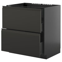METOD / KNIVSHULT base cab f hob/int extractor w drw, black-grey/Upplöv matt anthracite, 80x60 cm