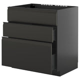 METOD / KNIVSHULT base cab f hob/int extractor w drw, black-grey/Upplöv matt anthracite, 80x60 cm