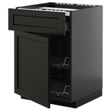 METOD / KNIVSHULT base cab f hob/drawer/2 wire bskts, black-grey/Lerhyttan black stained, 60x60 cm