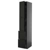 METOD / KNIVSHULT hi cab w shlvs/4 drawers/dr/2 frnts, black-grey/Lerhyttan black stained, 40x60x220 cm