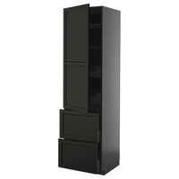 METOD / KNIVSHULT hi cab w shlvs/4 drawers/dr/2 frnts, black-grey/Lerhyttan black stained, 60x60x220 cm