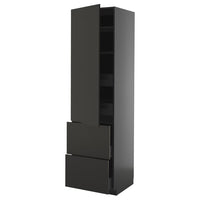 METOD / KNIVSHULT hi cab w shlvs/4 drawers/dr/2 frnts, black-grey/Nickebo matt anthracite, 60x60x220 cm