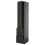 METOD / KNIVSHULT hi cab w shlvs/4 drawers/dr/2 frnts, black-grey/Nickebo matt anthracite, 40x60x220 cm