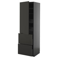 METOD / KNIVSHULT hi cab w shlvs/4 drawers/dr/2 frnts, black-grey/Nickebo matt anthracite, 60x60x200 cm