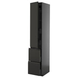 METOD / KNIVSHULT hi cab w shlvs/4 drawers/dr/2 frnts, black-grey/Upplöv matt anthracite, 40x60x220 cm
