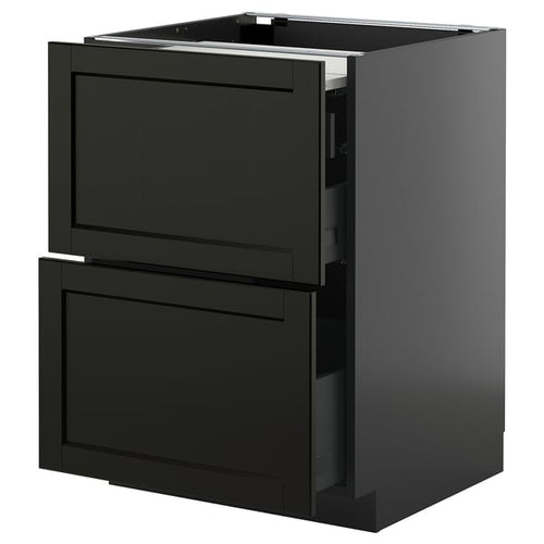 METOD / KNIVSHULT Furniture/Extr/3 drawers, black-grey/Lerhyttan stained black, 60x60 cm
