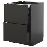 METOD / KNIVSHULT bc w pull-out work surface/3drw, black-grey/Nickebo matt anthracite, 60x60 cm