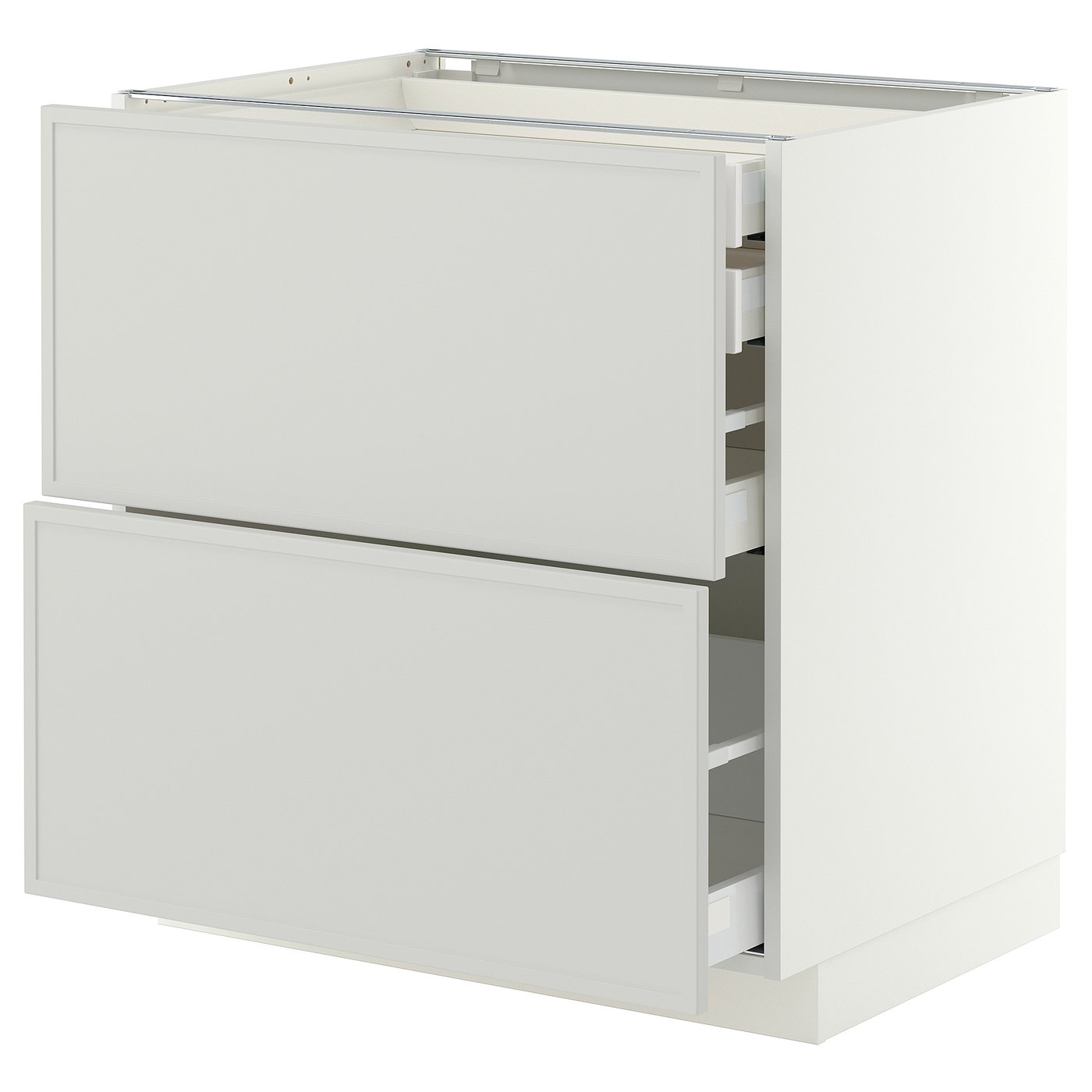 METOD / MAXIMERA base cb 2 frnts/2 low/1 md/1 hi drw, white/Aspudden light grey, 80x60 cm