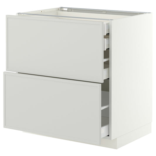 METOD / MAXIMERA base cb 2 frnts/2 low/1 md/1 hi drw, white/Aspudden light grey, 80x60 cm