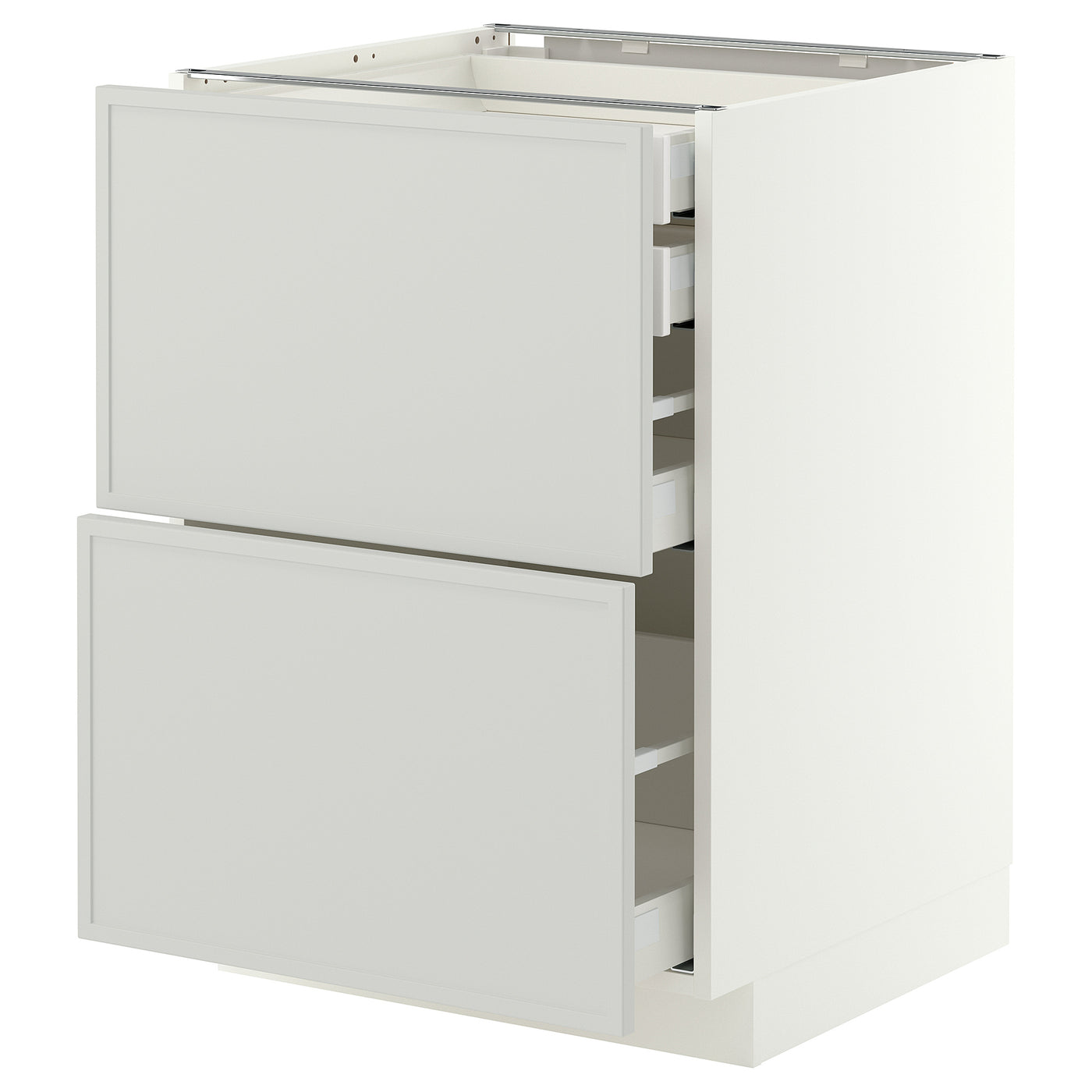 METOD / MAXIMERA base cb 2 frnts/2 low/1 md/1 hi drw, white/Aspudden light grey, 60x60 cm
