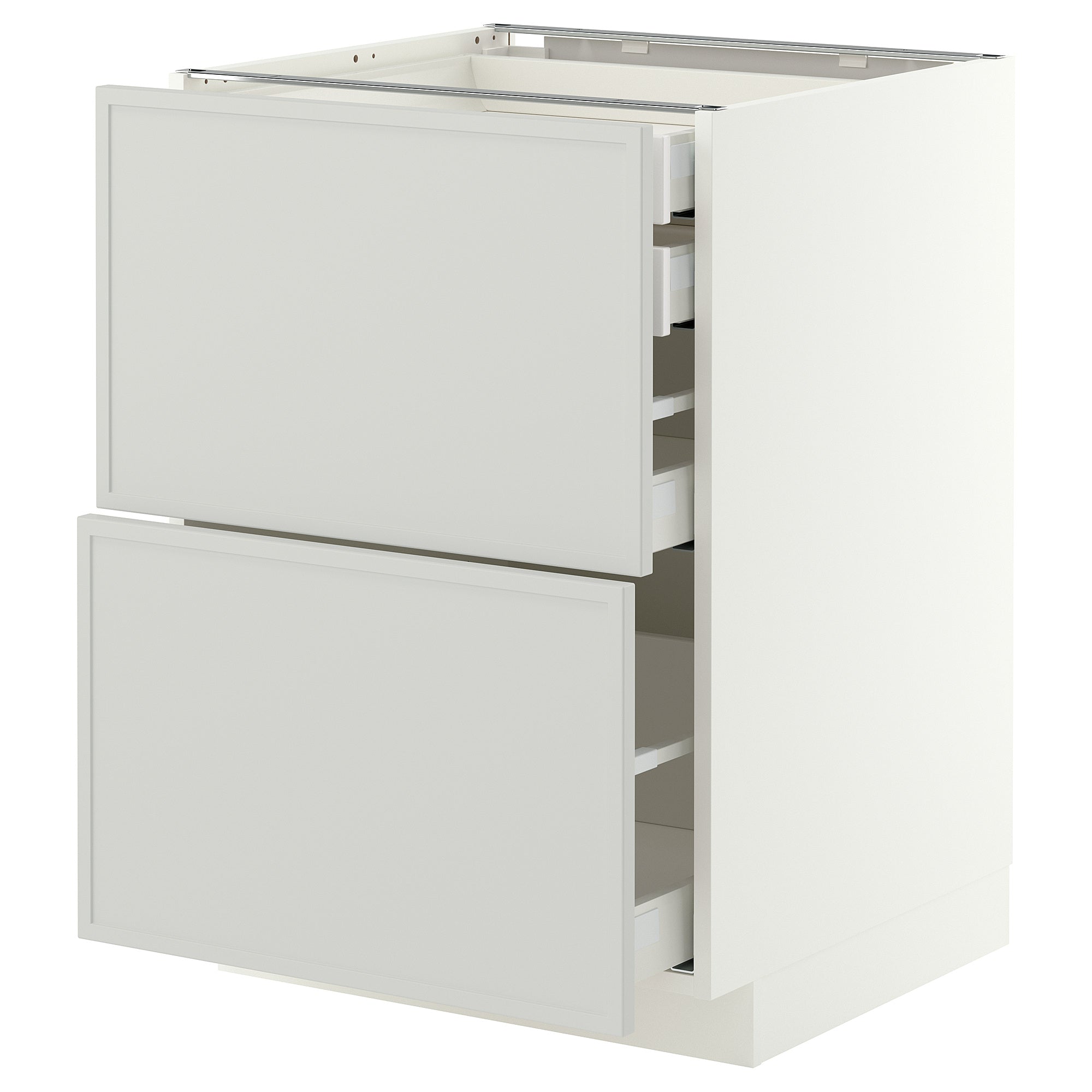 METOD / MAXIMERA base cb 2 frnts/2 low/1 md/1 hi drw, white/Aspudden light grey, 60x60 cm