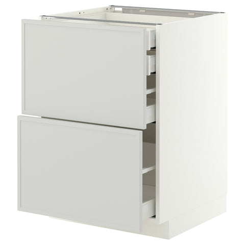 METOD / MAXIMERA base cb 2 frnts/2 low/1 md/1 hi drw, white/Aspudden light grey, 60.0x80.0x60.0 cm