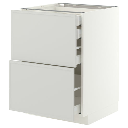 METOD / MAXIMERA base cb 2 frnts/2 low/1 md/1 hi drw, white/Aspudden light grey, 60x60 cm