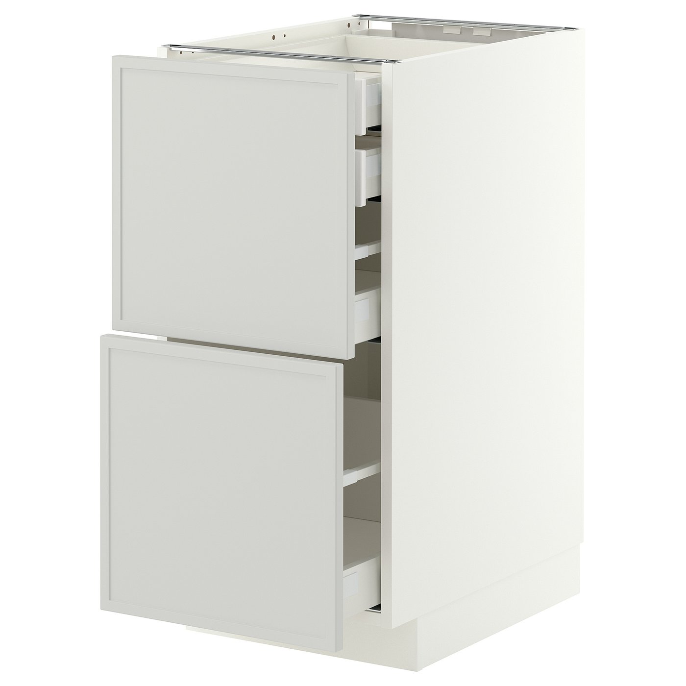 METOD / MAXIMERA base cb 2 frnts/2 low/1 md/1 hi drw, white/Aspudden light grey, 40x60 cm