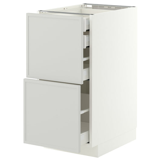 METOD / MAXIMERA base cb 2 frnts/2 low/1 md/1 hi drw, white/Aspudden light grey, 40x60 cm