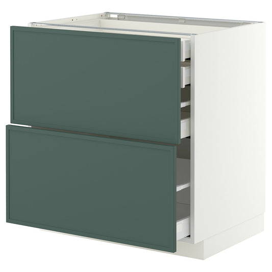 METOD / MAXIMERA base cb 2 frnts/2 low/1 md/1 hi drw, white/Aspudden dark grey-green, 80x60 cm