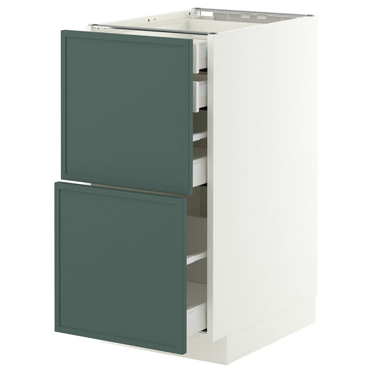 METOD / MAXIMERA base cb 2 frnts/2 low/1 md/1 hi drw, white/Aspudden dark grey-green, 40x60 cm