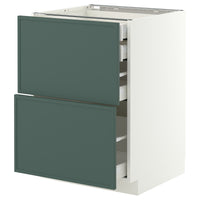 METOD / MAXIMERA base cb 2 frnts/2 low/1 md/1 hi drw, white/Aspudden dark grey-green, 60x60 cm