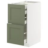 METOD / MAXIMERA base cb 2 frnts/2 low/1 md/1 hi drw, white/Axstad grey-green, 40x60 cm