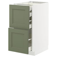 METOD / MAXIMERA base cb 2 frnts/2 low/1 md/1 hi drw, white/Axstad grey-green, 40x60 cm