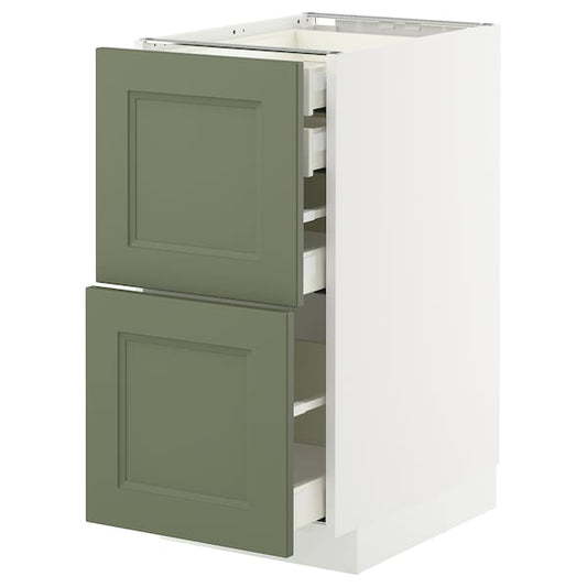 Ikea METOD / MAXIMERA - Mob 2front/2casset bass/1med/1alt, bianco/Axstad grigio-verde,40x60 cm