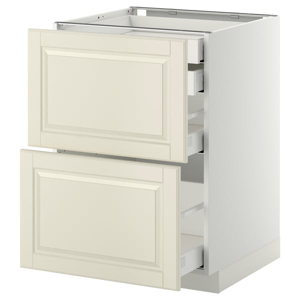 METOD / MAXIMERA base cb 2 frnts/2 low/1 md/1 hi drw, white/Bodbyn off-white, 60x60 cm