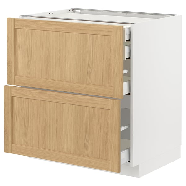 METOD / MAXIMERA base cb 2 frnts/2 low/1 md/1 hi drw, white/Forsbacka oak, 80x60 cm