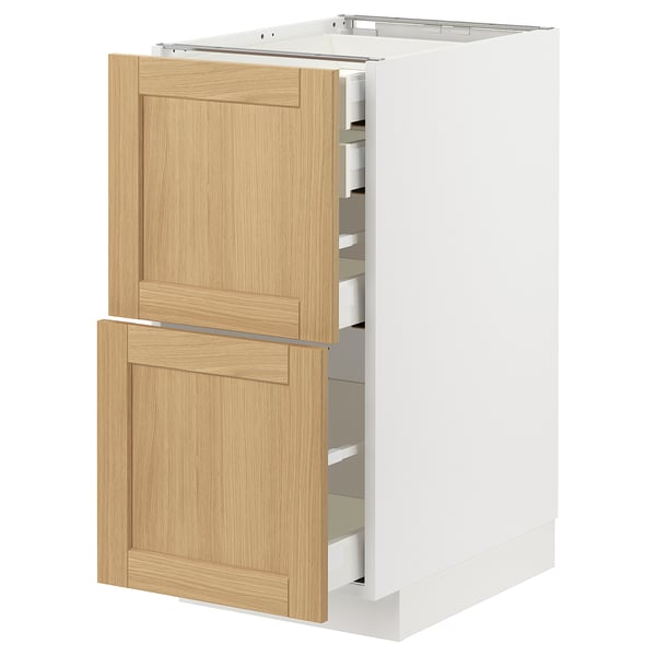 METOD / MAXIMERA - METOD / MAXIMERA Base cb 2 frnts/2 low/1 md/1 hi drw, white/Forsbacka oak, 40x60 cm