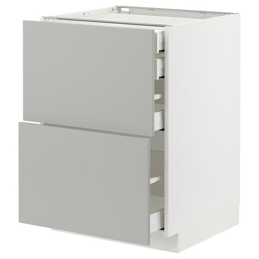 Ikea METOD / MAXIMERA - Base cb 2 frnts/2 low/1 md/1 hi drw, white/Havstorp light grey, 60x60 cm