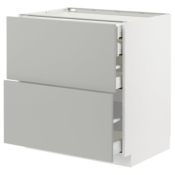 Ikea METOD / MAXIMERA - Base cb 2 frnts/2 low/1 md/1 hi drw, white/Havstorp light grey, 80x60 cm
